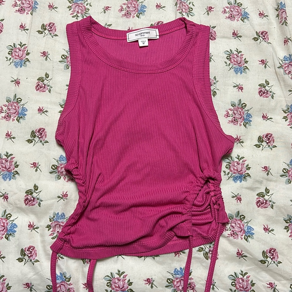 medium pink tank top, with drawstring sides